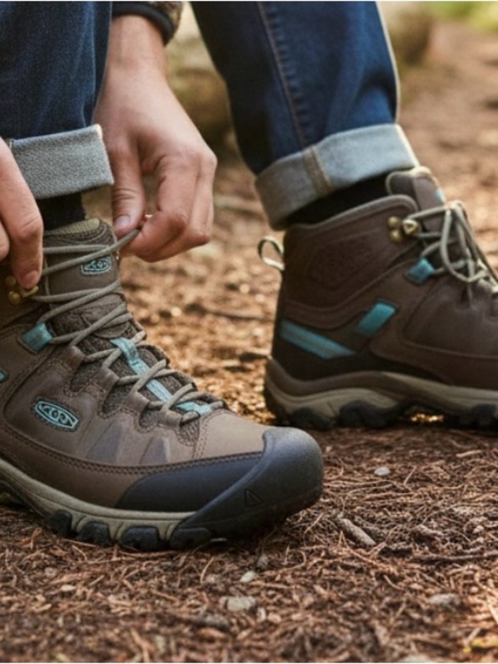 KEEN Targhee III Waterproof Mid Hiking Boots Brown Blue Women's Size 9